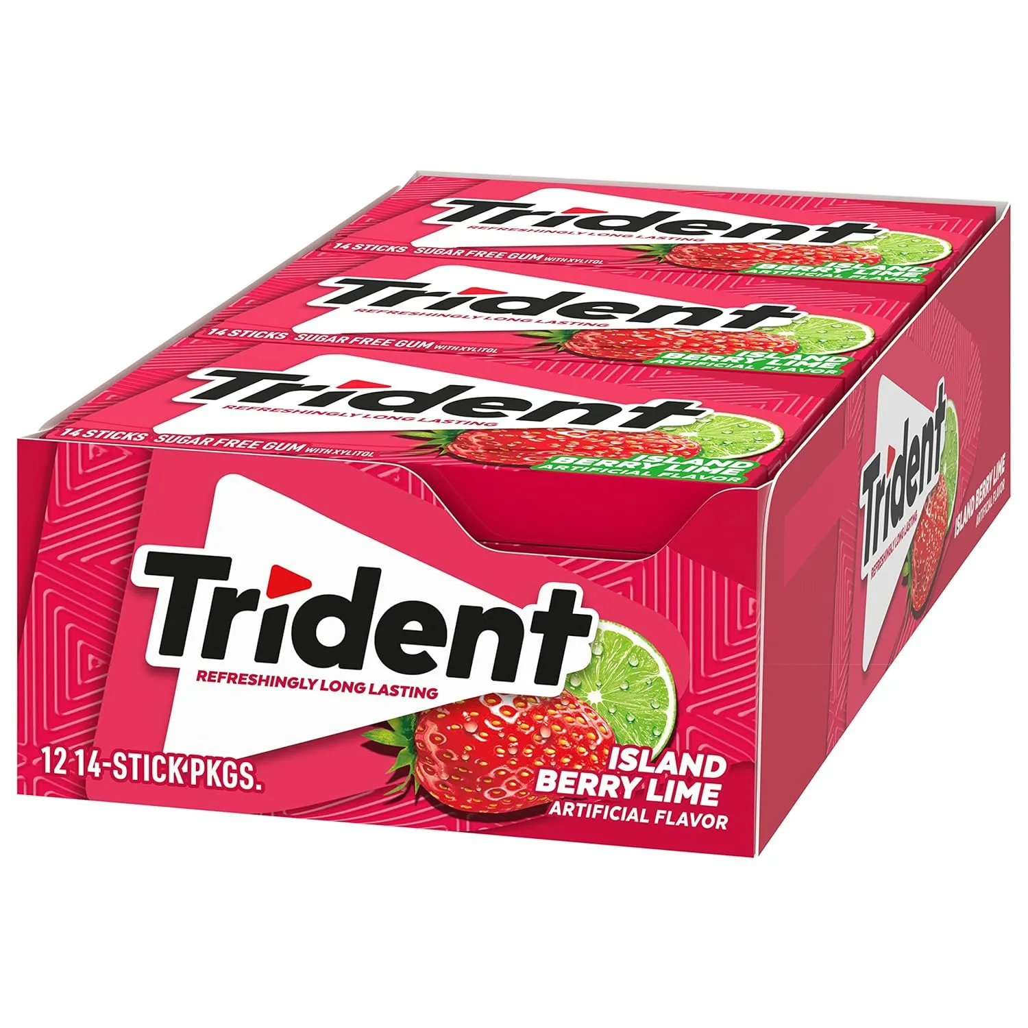 Trident Island Berry Lime Sugar-Free Chewing Gum, 12 Packs of 14 Pieces (168 Total Pieces)