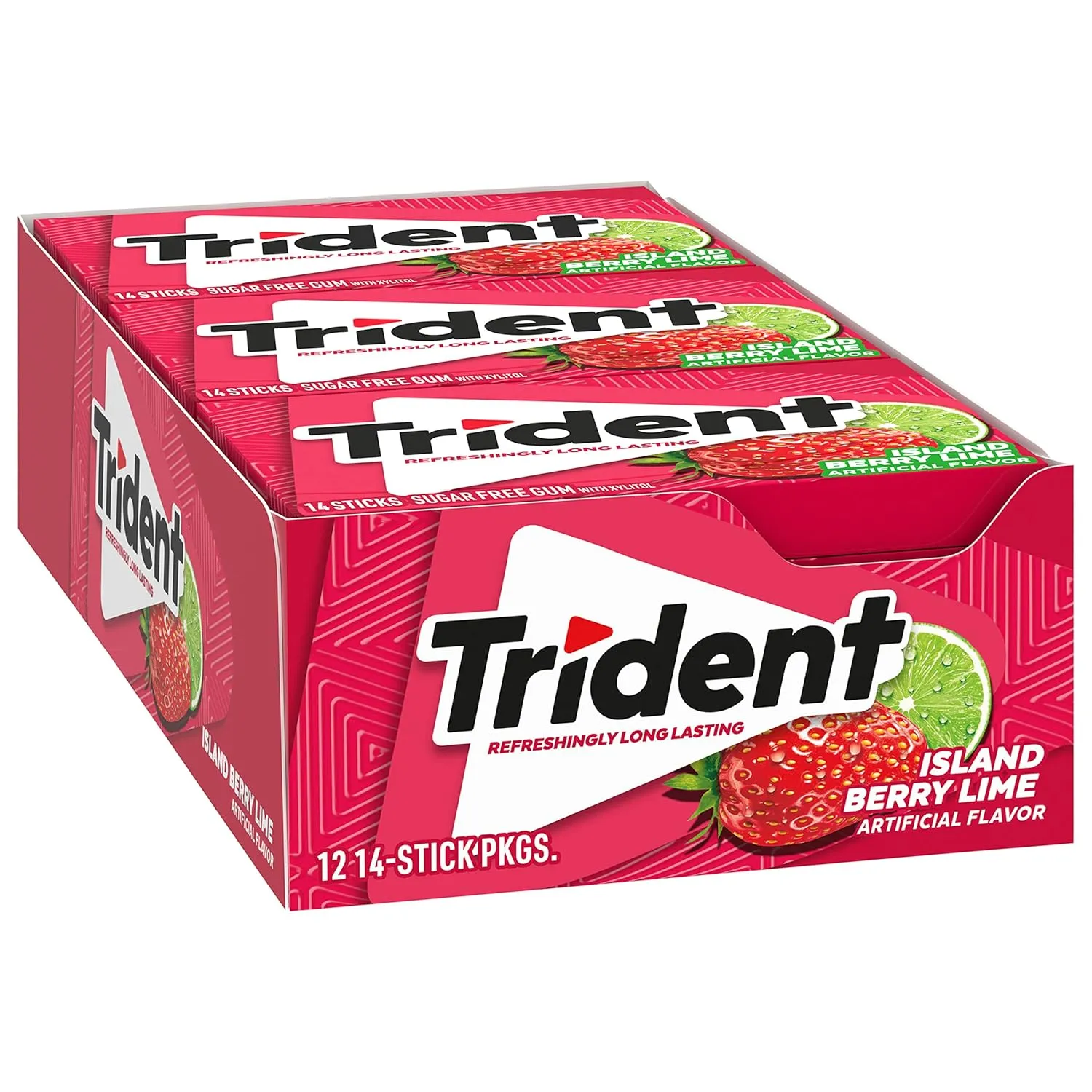 Trident Island Berry Lime Sugar-Free Chewing Gum, 12 Packs of 14 Pieces (168 Total Pieces)