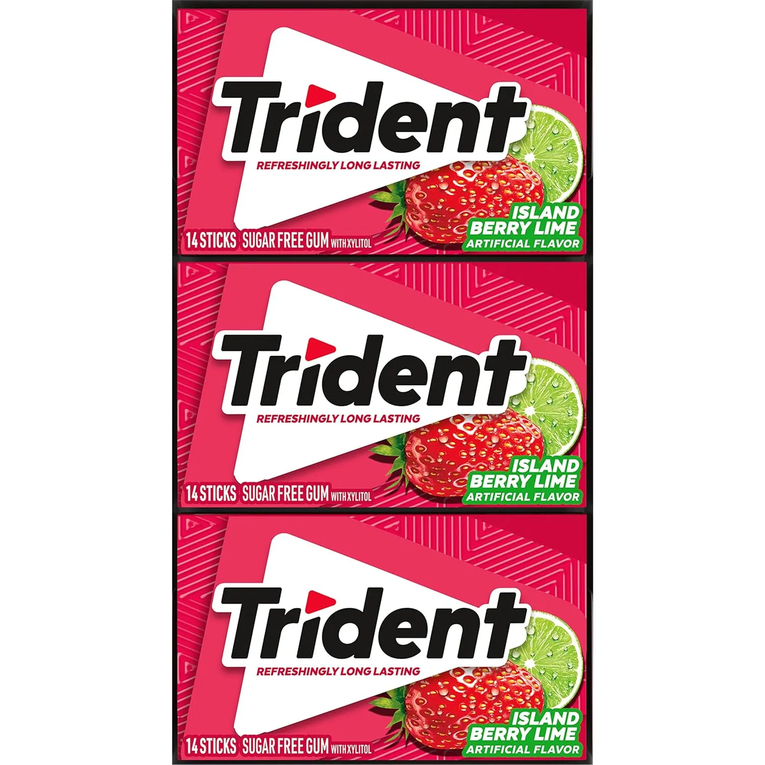 Trident Island Berry Lime Sugar-Free Chewing Gum, 12 Packs of 14 Pieces (168 Total Pieces)