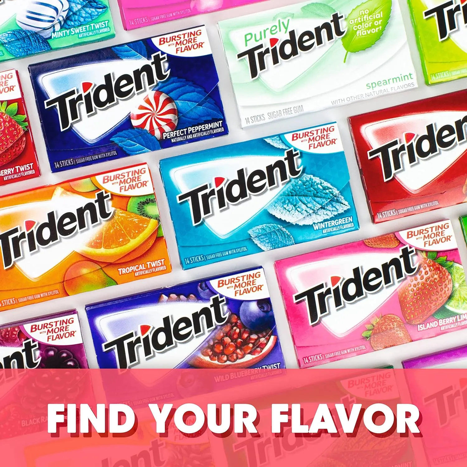 Trident Island Berry Lime Sugar-Free Chewing Gum, 12 Packs of 14 Pieces (168 Total Pieces)