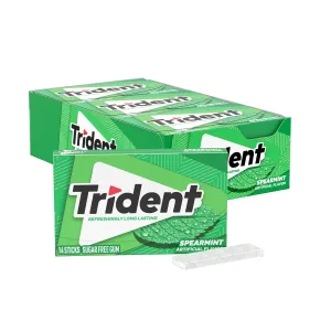 Trident Spearmint Sugar Free Gum, 12 Packs of 14 Pieces (168 Total Pieces)