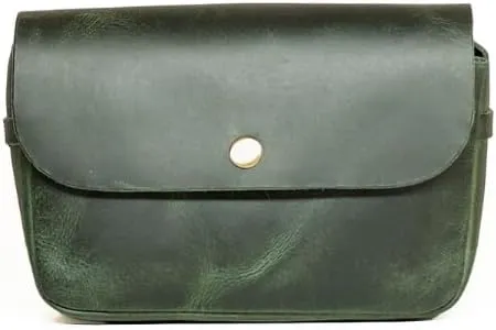 Trip Machine Company Genuine Leather Motorcycle Front Handlebar Leather Bag Moto Backrail Sidekick Pouch Shoulder Fanny Pack (Forest Green)
