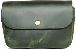 Trip Machine Company Genuine Leather Motorcycle Front Handlebar Leather Bag Moto Backrail Sidekick Pouch Shoulder Fanny Pack (Forest Green)