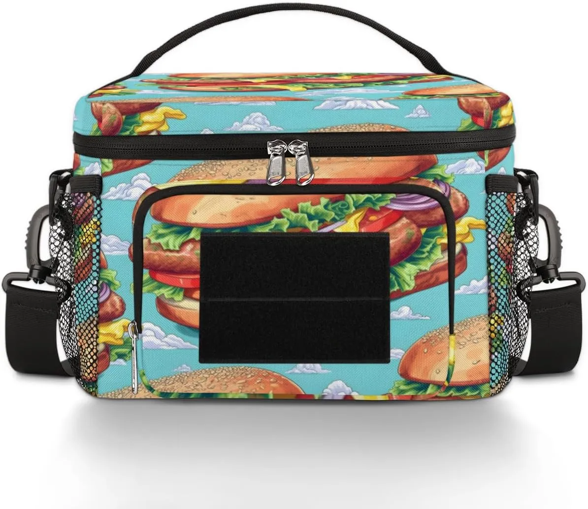 TropicalLife Beef Burgers Food Insulated Lunch Bag for Men Women Adult, Tactical Lunch Box Leakproof Lunch Cooler Tote Bag for Work Office Travel Camping