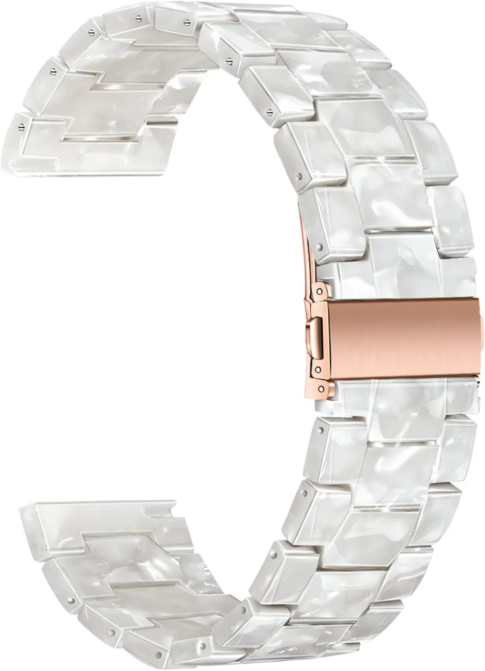 TRUMiRR for Vivomove HR/Vivoactive 6 5 3 Women Watchband, Pearl Resin Watch Band Rose Gold Stainless Steel Buckle Strap for Garmin Venu Sq 2 / Vivomove 3 Luxe Style Trend