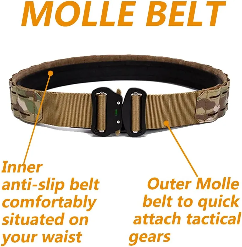 TWINFALCONS Tactical MOLLE Belt, 2" Quick Release Battle Belts, Nylon Heavy Duty Belts with 1.5" Inner Belt