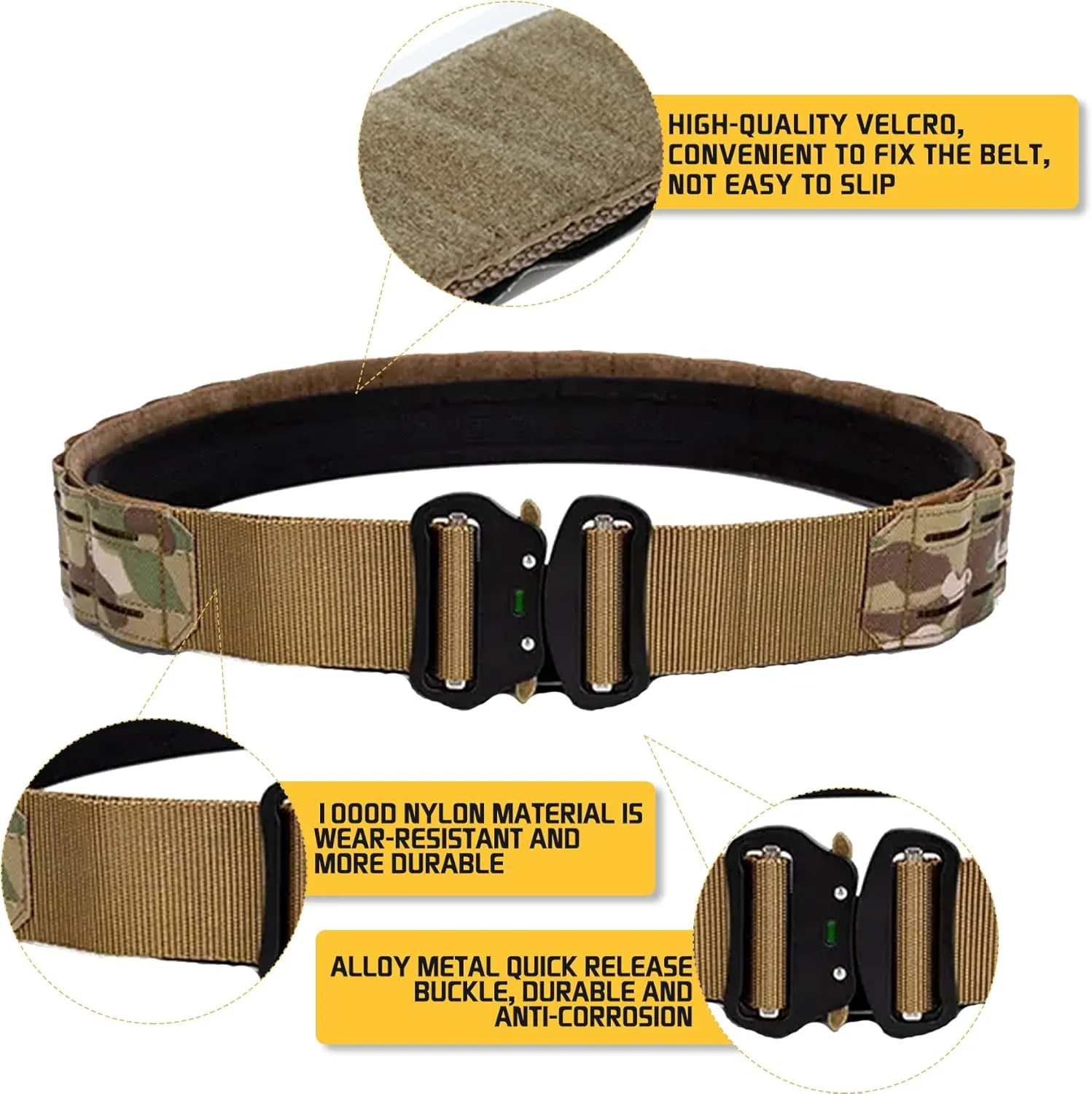 TWINFALCONS Tactical MOLLE Belt, 2" Quick Release Battle Belts, Nylon Heavy Duty Belts with 1.5" Inner Belt