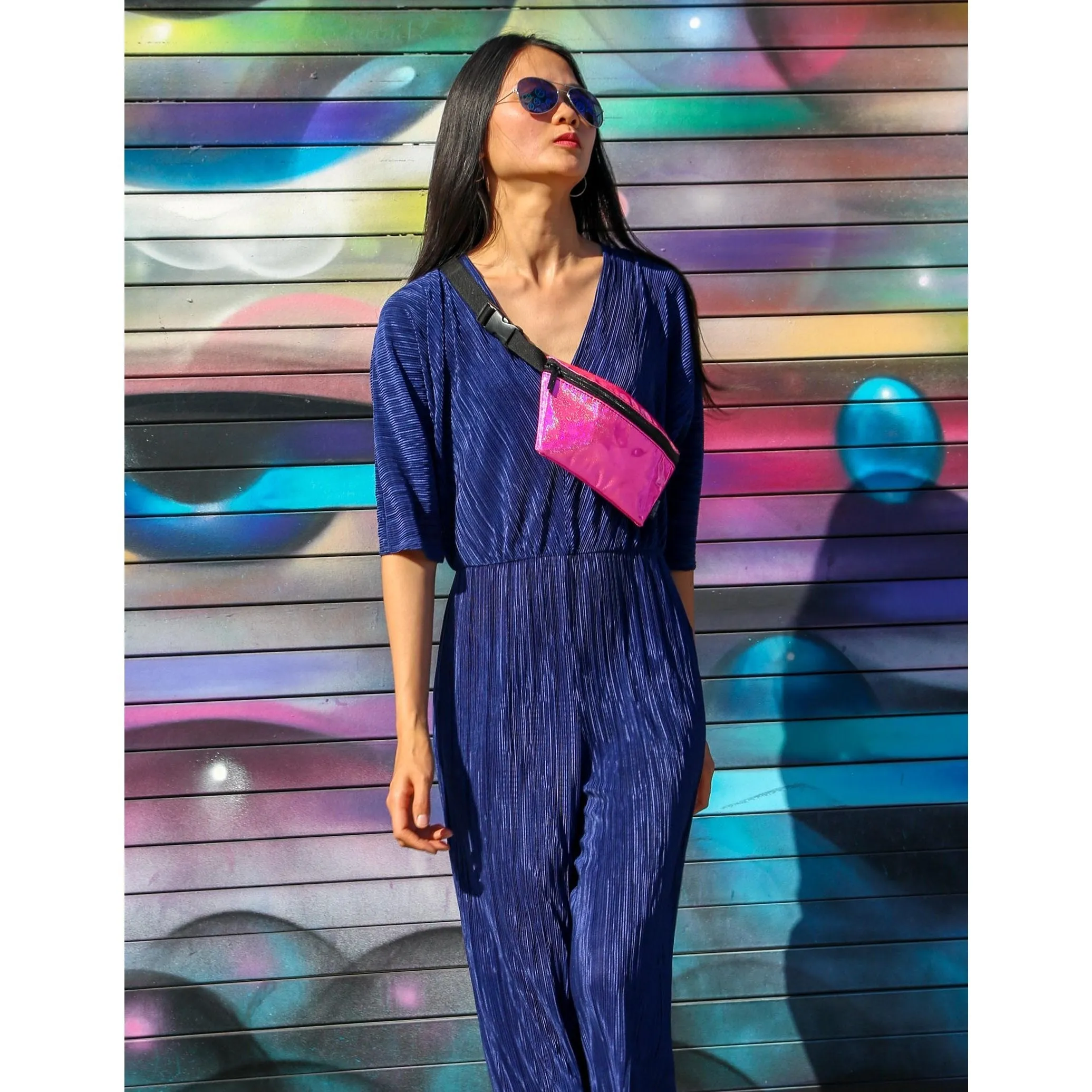 Ultra Slim Laser Pink Fanny Pack