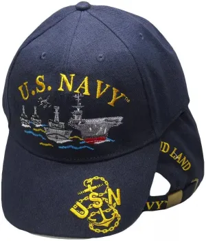 United States Navy USN Anchor by Sea Air and Land Navy Blue Embroidered Cap Hat (Officially Licensed by The US Navy)