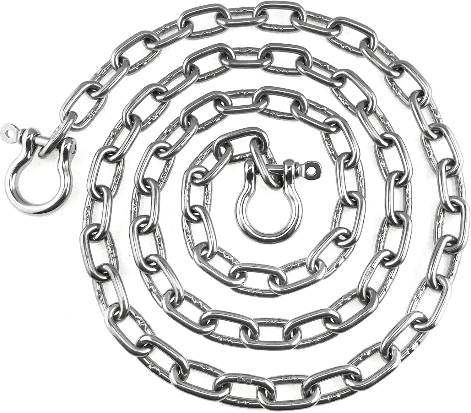 US STAINLESS Stainless Steel 316 Anchor Chain 1/4" (6.3mm) by 6' with shackles
