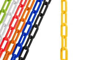 US Weight (Made in USA) 2" x 100' Yellow Plastic Safety Chain ft. SunShield UV Resistant Technology