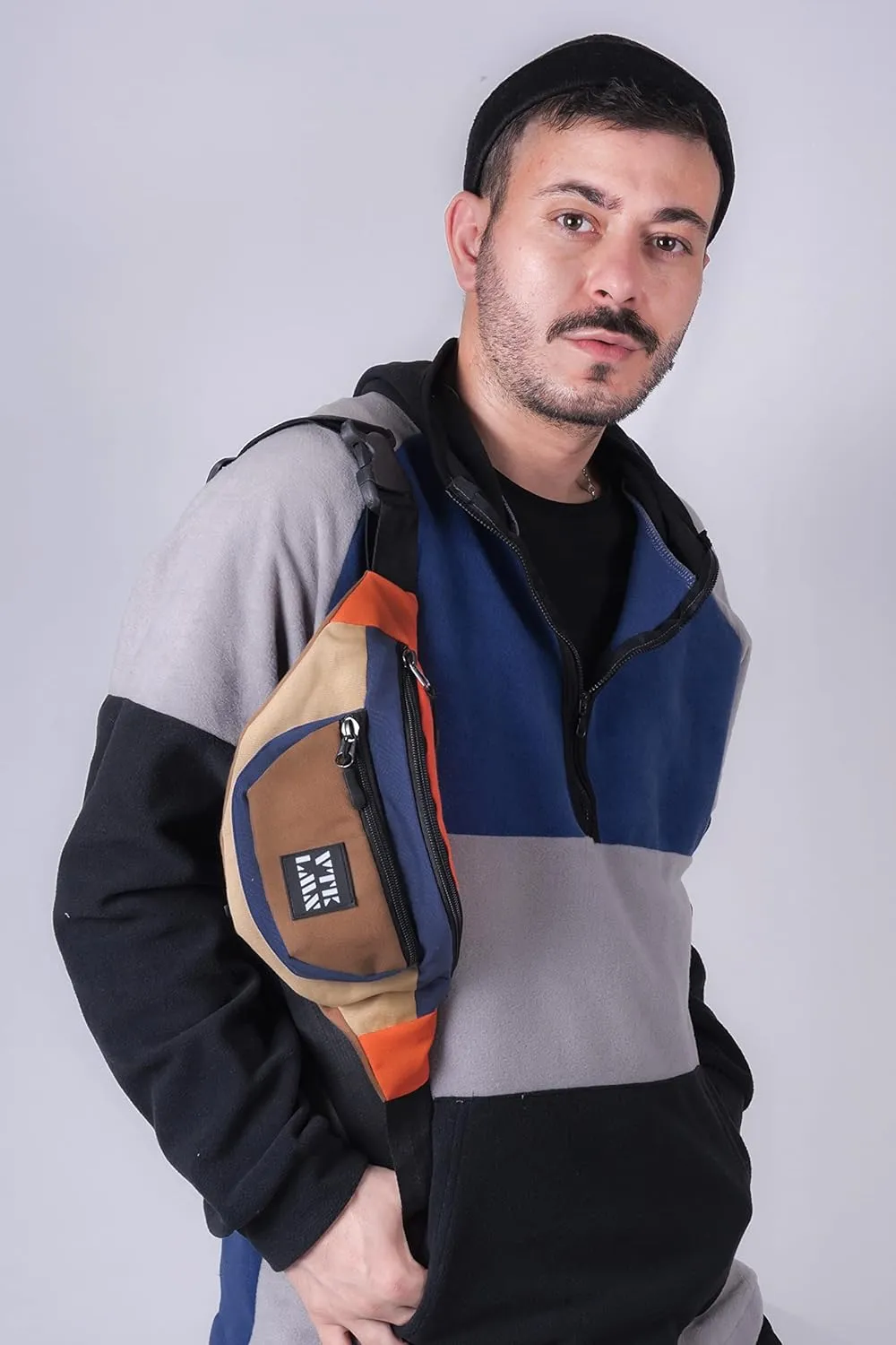 Vatkalimon Fanny Pack with Dark Colors - Waterproof Belt Bag - Small Crossbody Bag with Adjustable Strap - Gym Bag, Sling Bag, Travel Essentials, Stylish Bum Bag for Hiking, Running & Daily Use