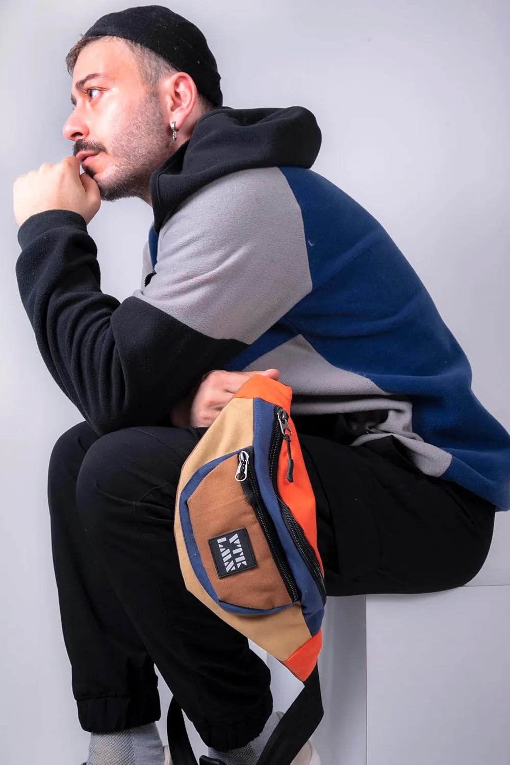 Vatkalimon Fanny Pack with Dark Colors - Waterproof Belt Bag - Small Crossbody Bag with Adjustable Strap - Gym Bag, Sling Bag, Travel Essentials, Stylish Bum Bag for Hiking, Running & Daily Use