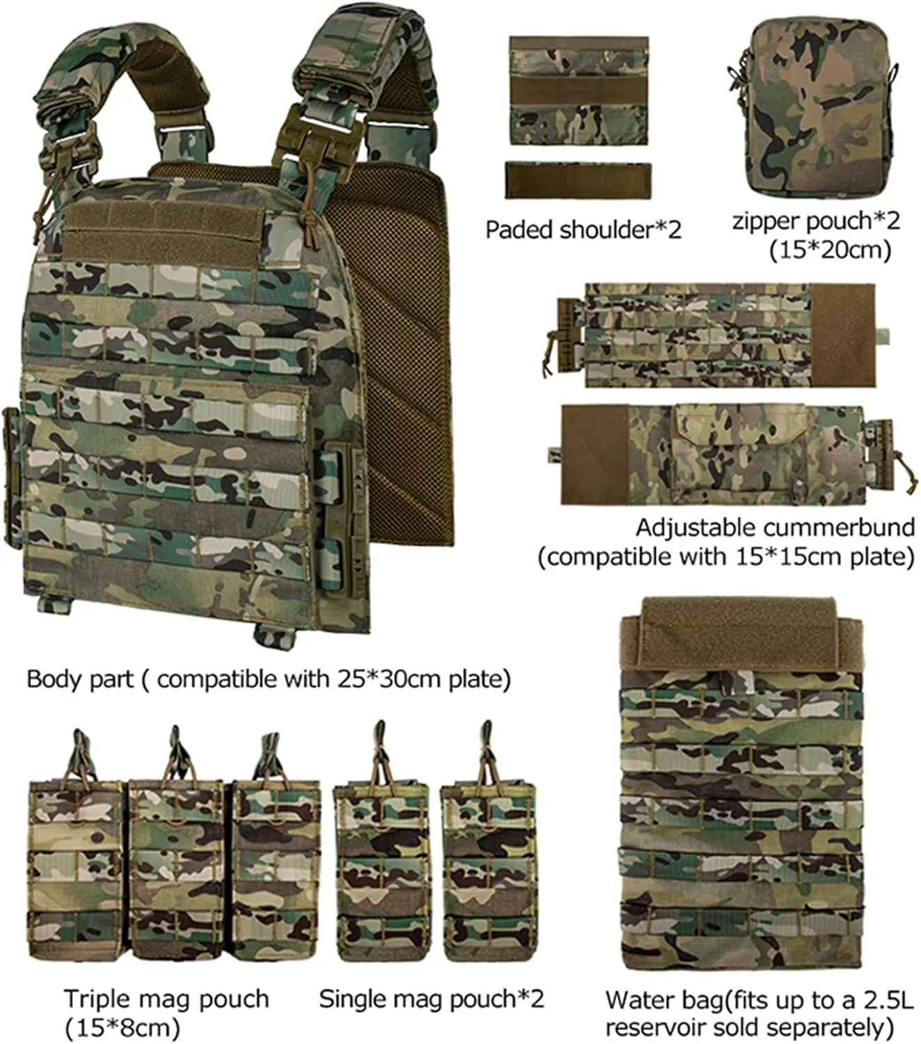 vAv YAKEDA Tactical Outdoor Vest Quick Release Adjustable Hunting Vest with PALS Molle System