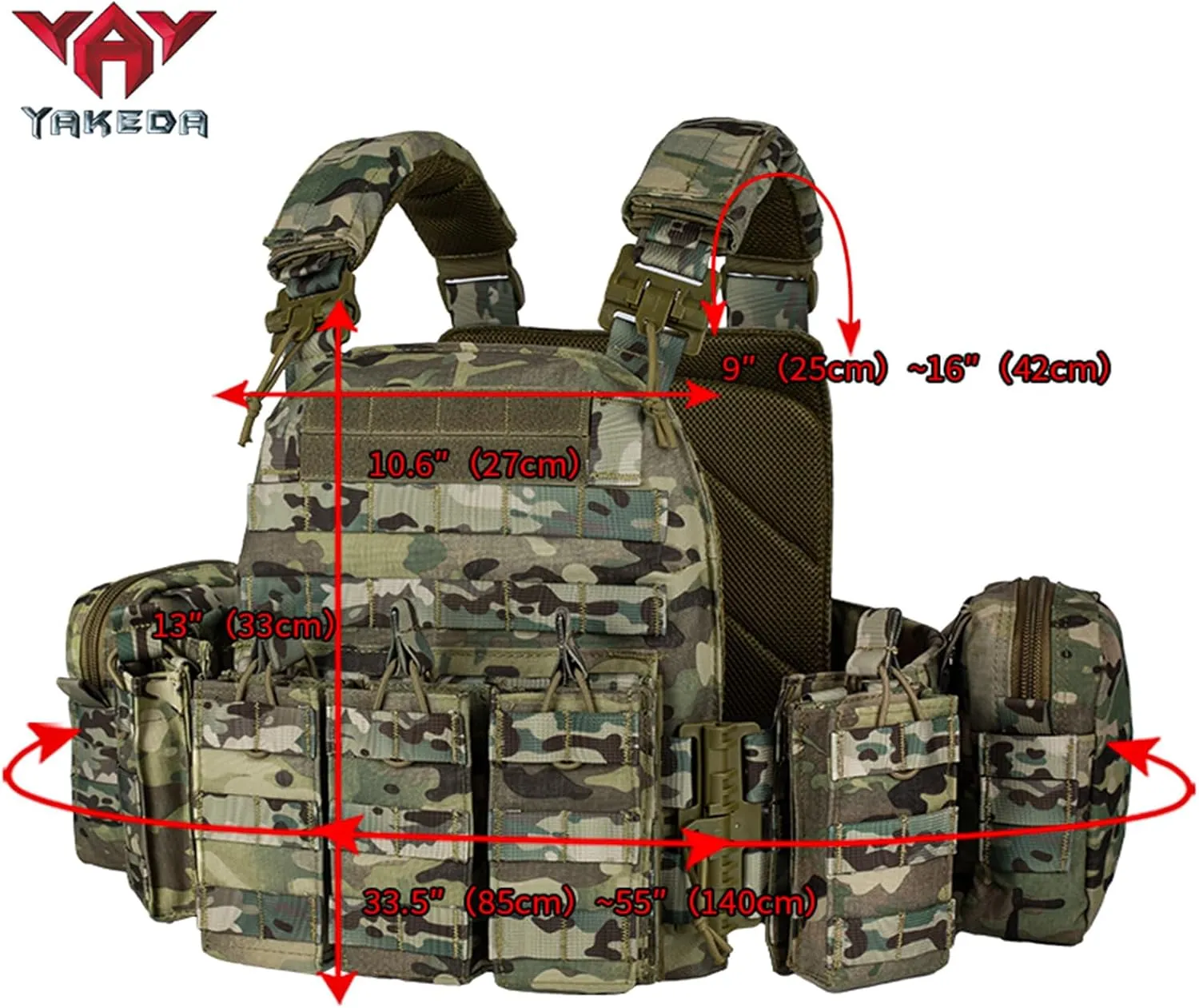 vAv YAKEDA Tactical Outdoor Vest Quick Release Adjustable Hunting Vest with PALS Molle System