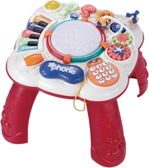VESNIBA Game Table Children's Multi Functional Learning Fun Puzzle Baby English And Chinese Early Education Game Table Kids Building Magnets (Red, One Size)