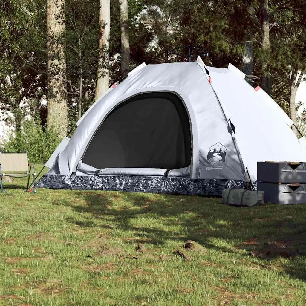 vidaXL Camping Tent 5-Person, Garden Shelter, Portable Canopy for Outdoor Patio Hiking, Lightweight Tent, White Blackout Fabric Quick Release