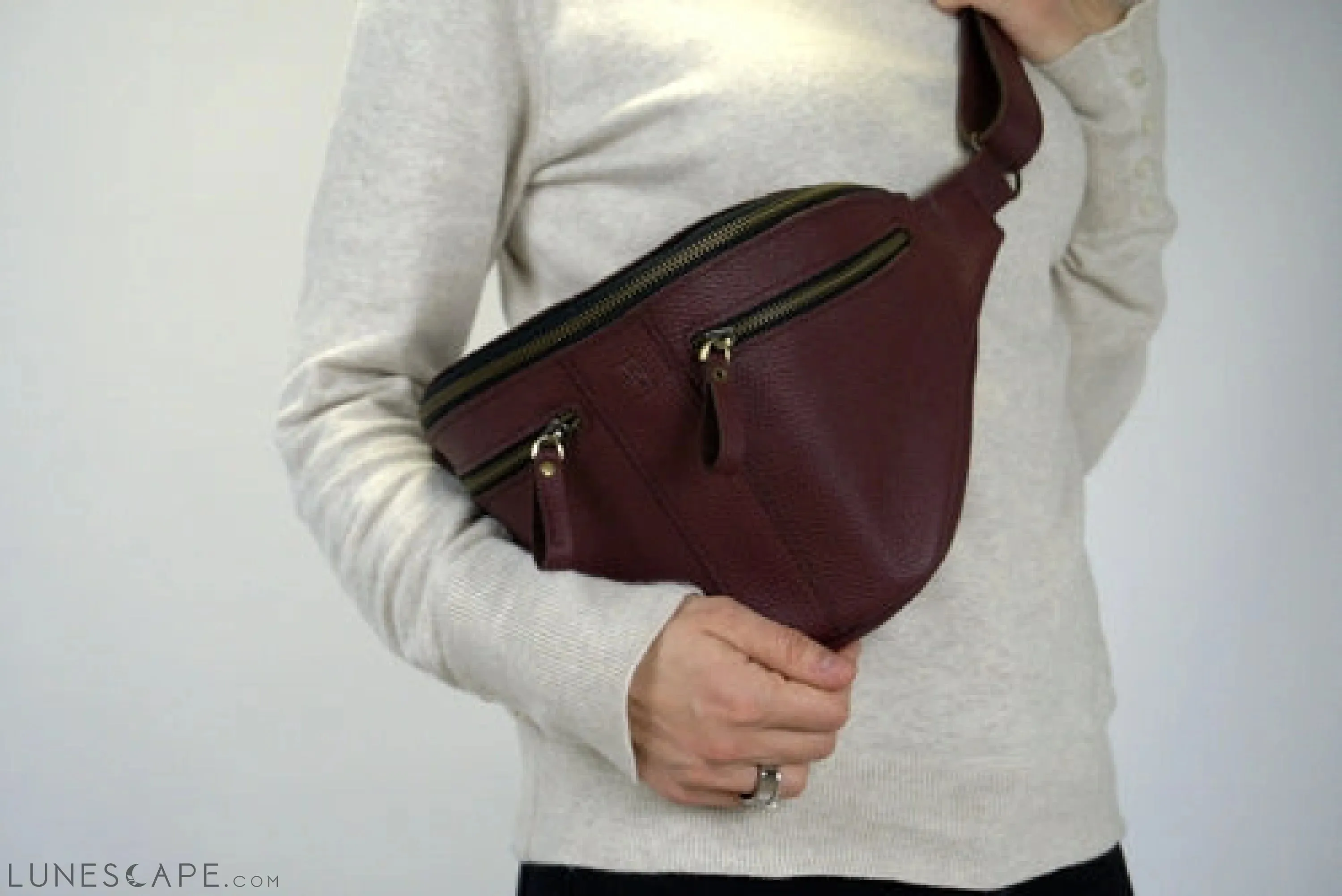 Vintage Brown Leather Fanny Pack, Everyday Small Crossbody Bag, Hand