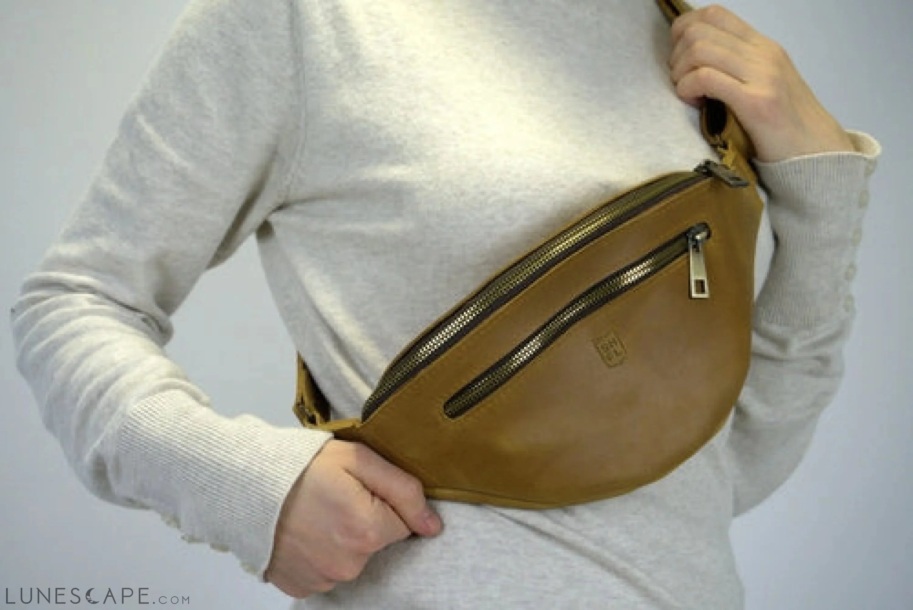 Vintage Brown Leather Fanny Pack, Everyday Small Crossbody Bag, Hand