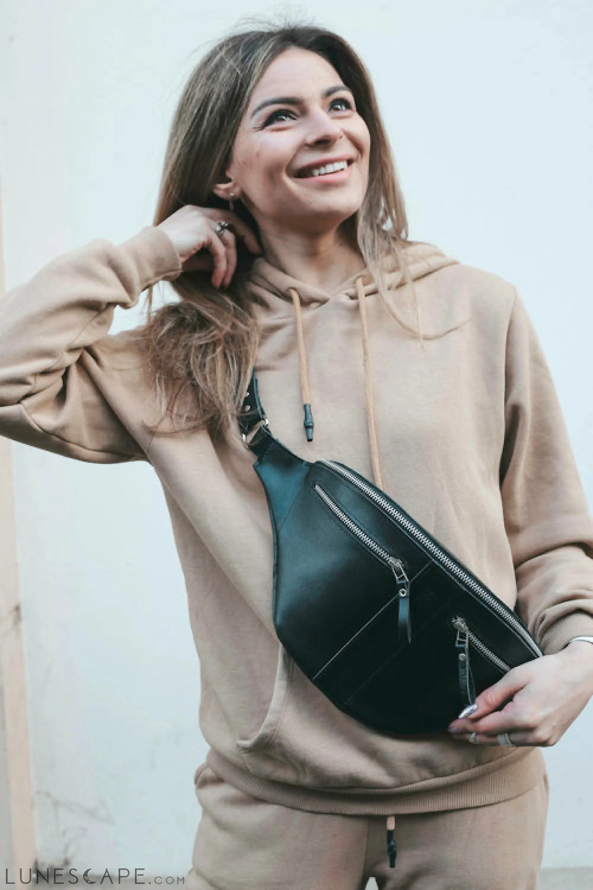 Vintage Brown Leather Fanny Pack, Everyday Small Crossbody Bag, Hand