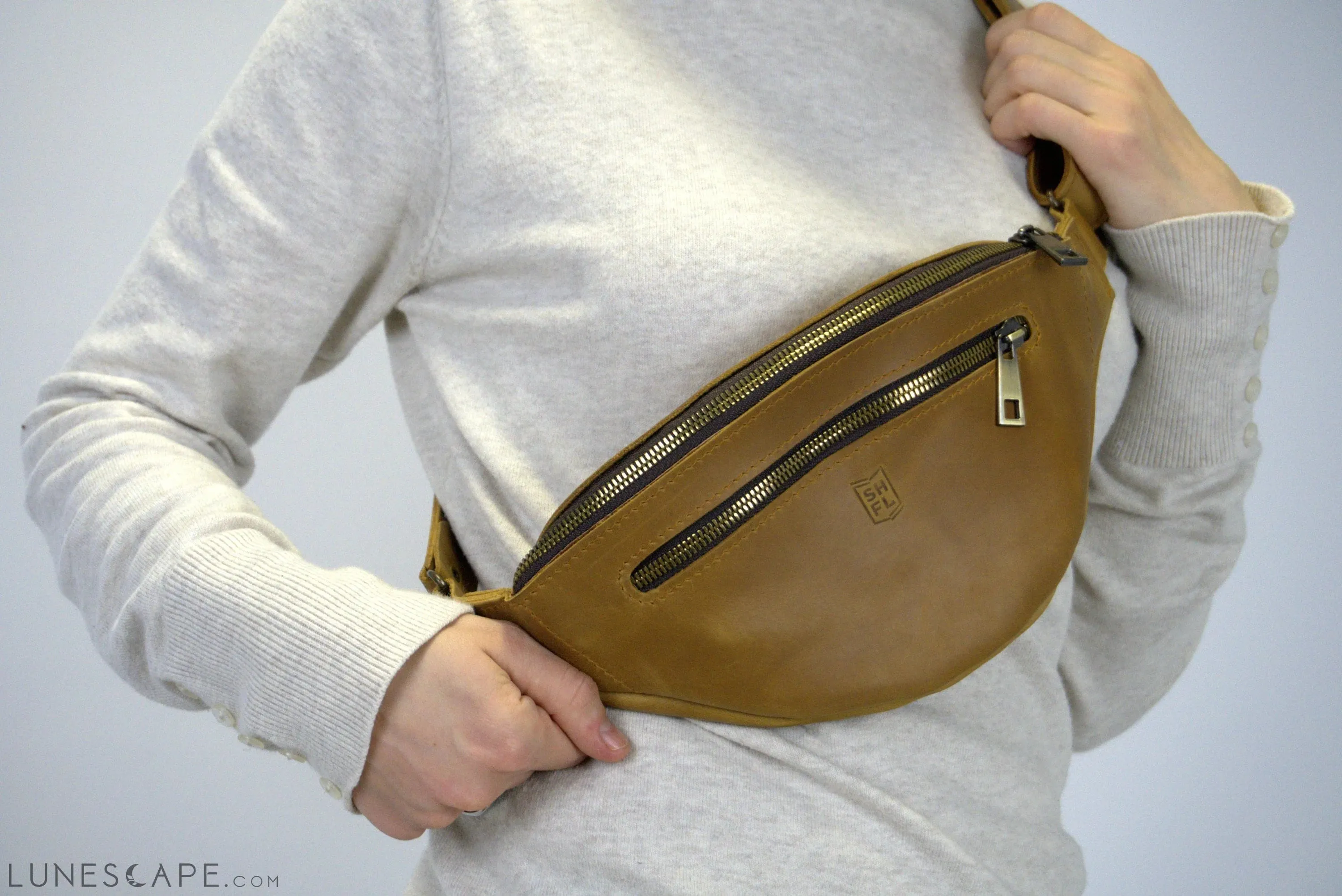 Vintage Brown Leather Fanny Pack, Everyday Small Crossbody Bag, Hand
