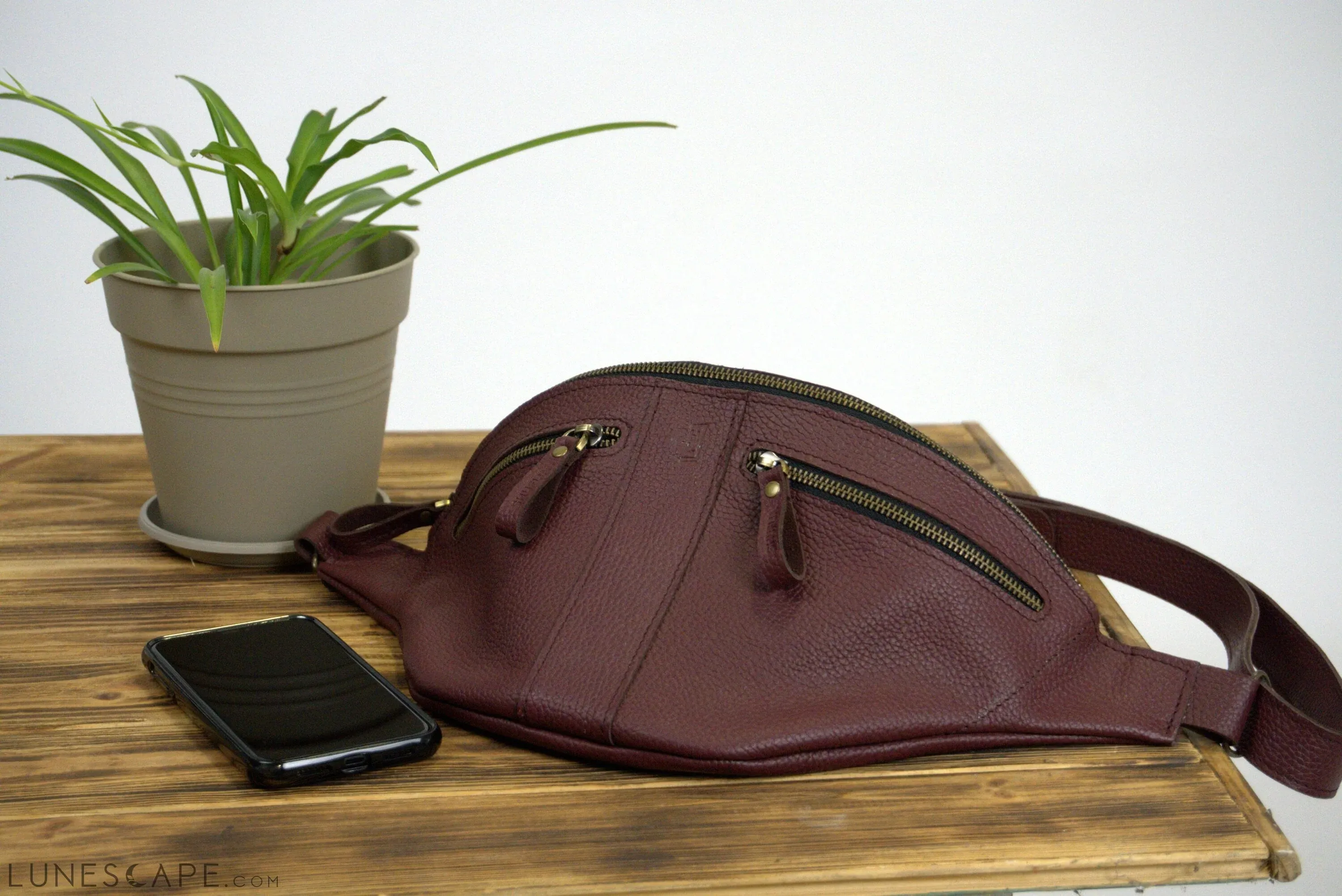 Vintage Brown Leather Fanny Pack, Everyday Small Crossbody Bag, Hand