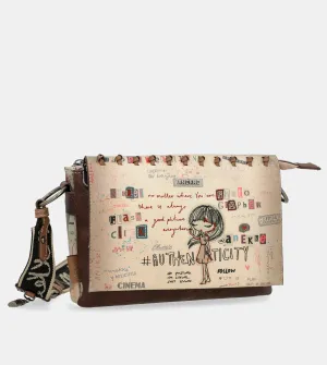 Voice-controlled crossbody bag with a Authenticity International delivery flap