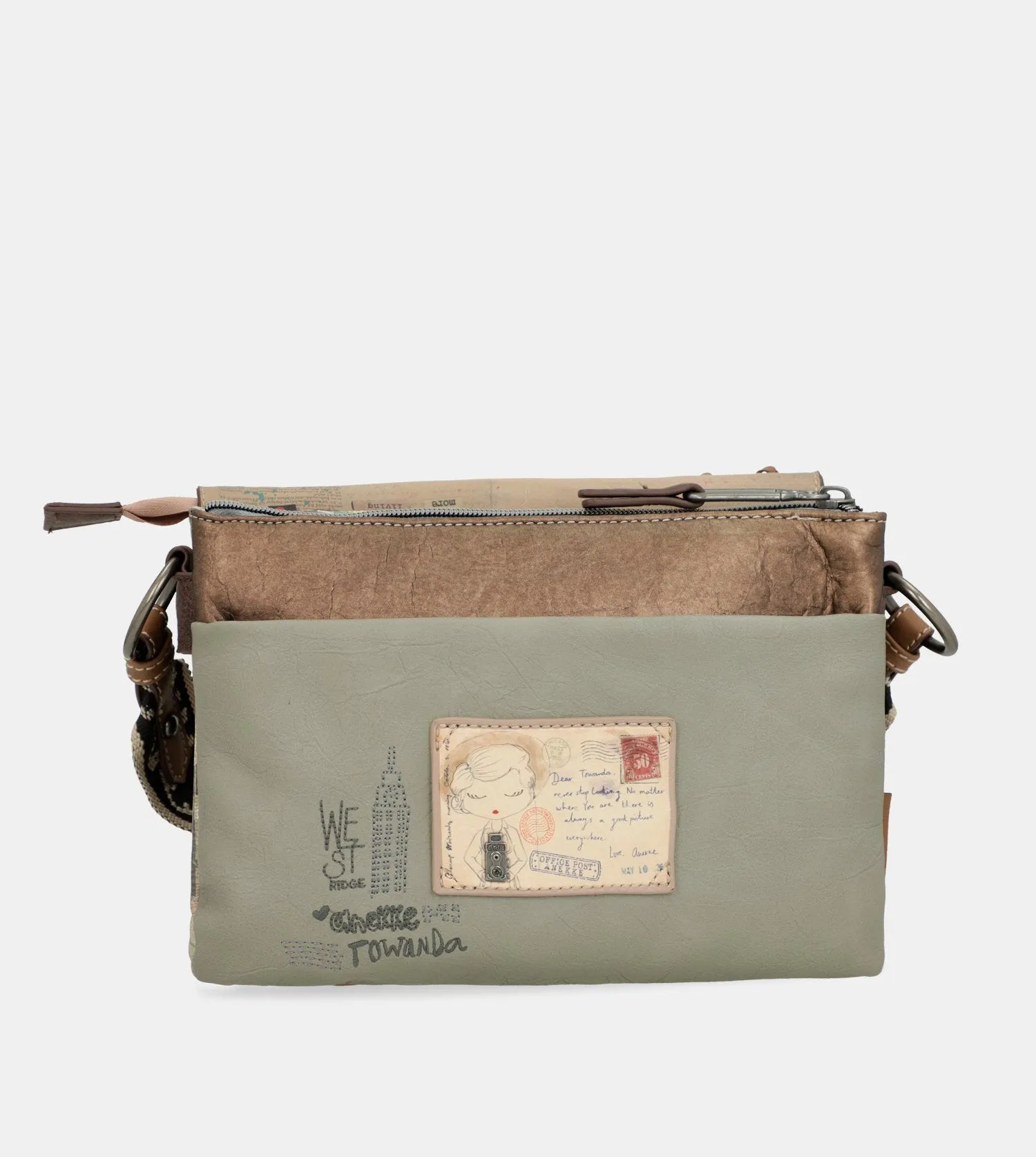 Voice-controlled crossbody bag with a Authenticity International delivery flap