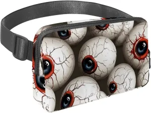 Waist Pack for Women Men, Outdoor Waist Bag Fanny Pack, Slim Running Belt Bum Bag for Walking Jogging Hiking Traveling Workout - Scary Eyeballs