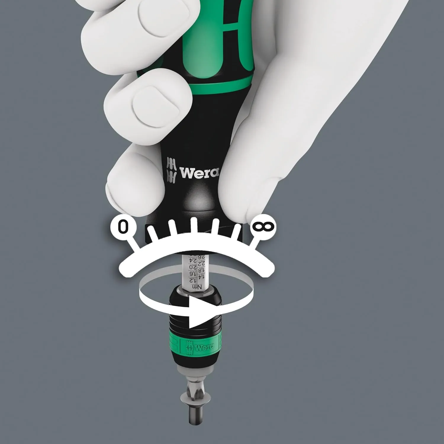 Wera 05074701001 Kraftform 7441 Hexagon Torque Screwdriver, 1/4" Head, 1.2-3.0 Nm Variable Torque Adjustment Range