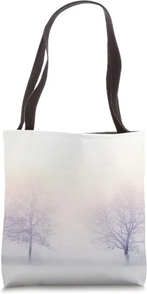 Winter Snowfall White Covered Trees Snow Colored Tote Bag