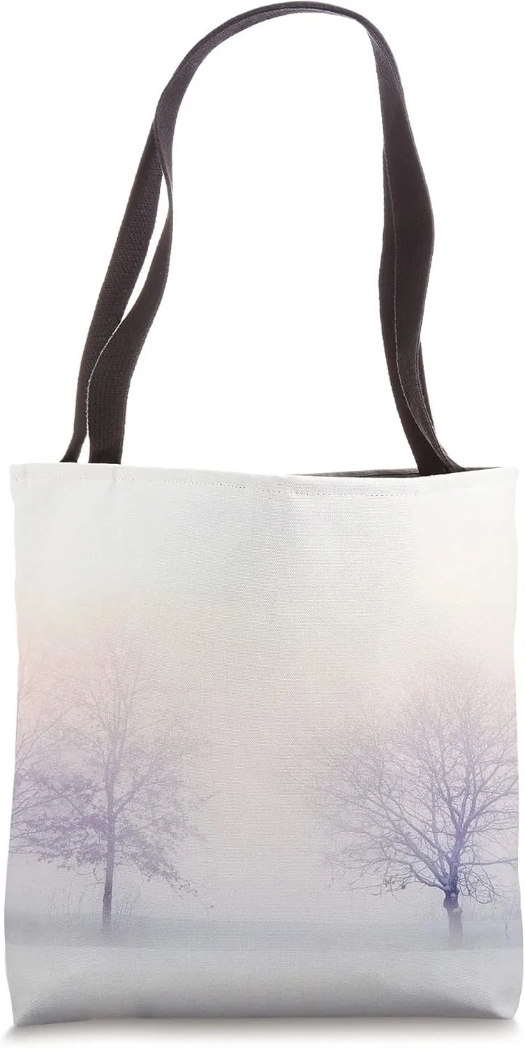 Winter Snowfall White Covered Trees Snow Colored Tote Bag