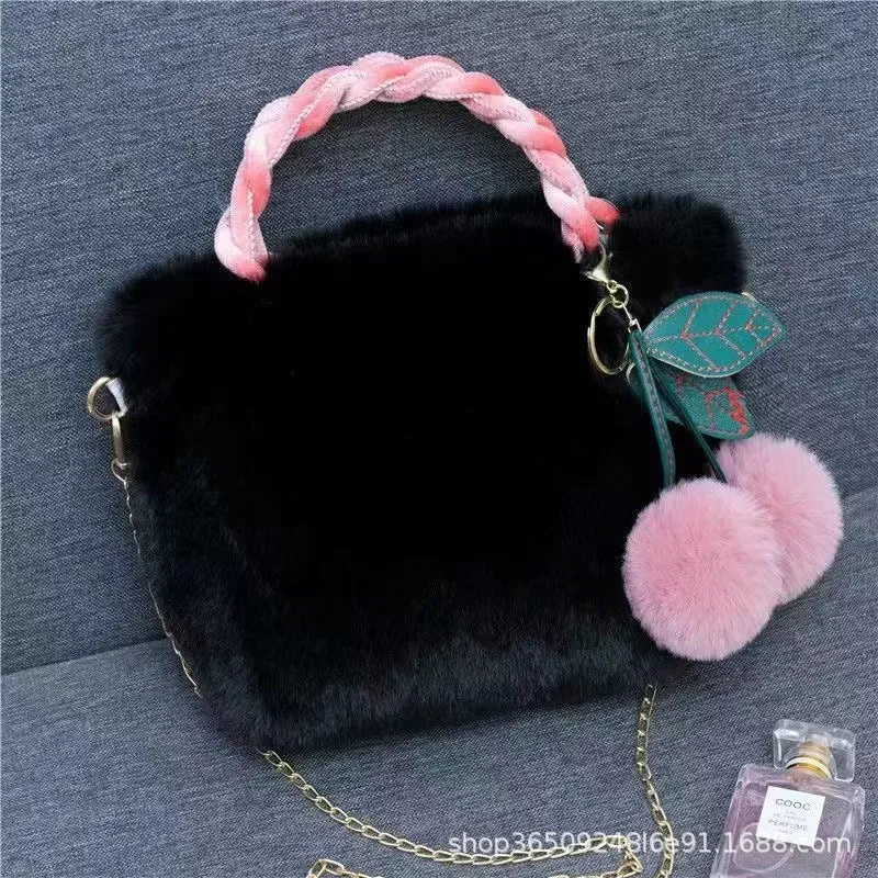 Women's Cherry Plush One Design Chain Fashion Shoulder Bags