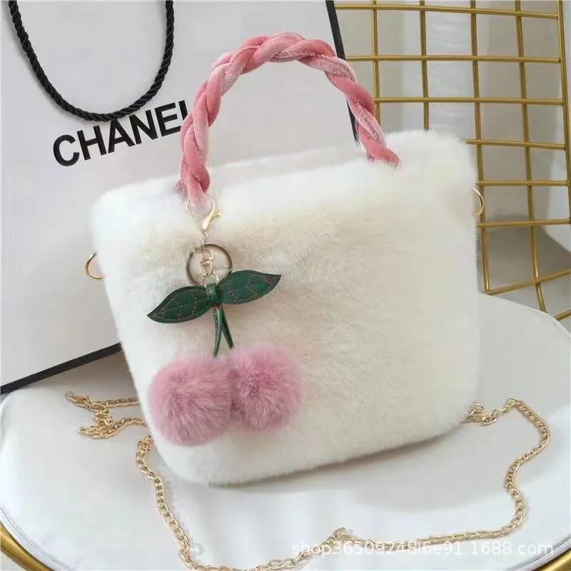 Women's Cherry Plush One Design Chain Fashion Shoulder Bags