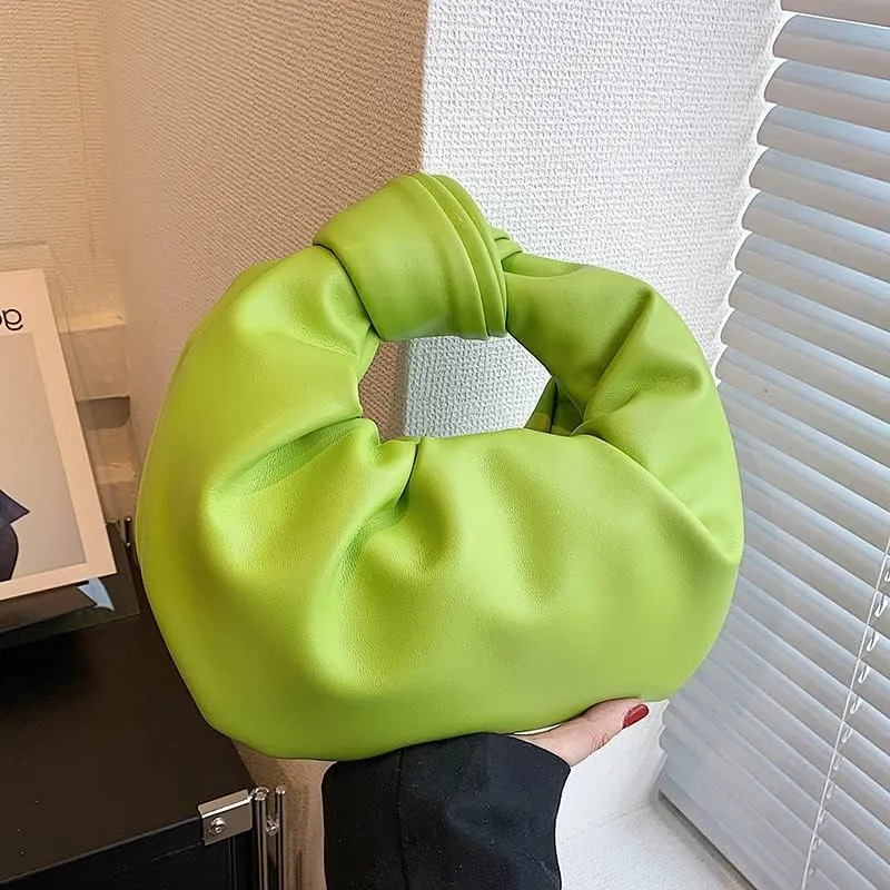 Women's Dumpling Bun Fold Knot Design Cloud Bag Handbag