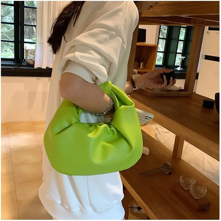 Women's Dumpling Bun Fold Knot Design Cloud Bag Handbag