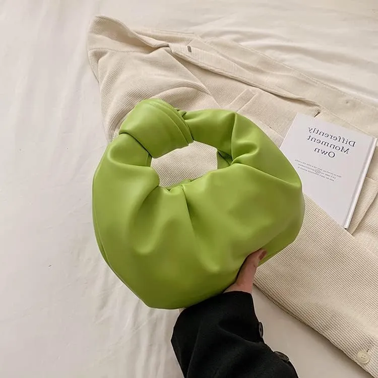 Women's Dumpling Bun Fold Knot Design Cloud Bag Handbag