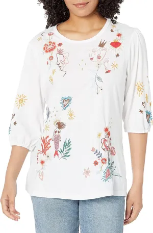 Women's Embroidered Puff Sleeve Tee