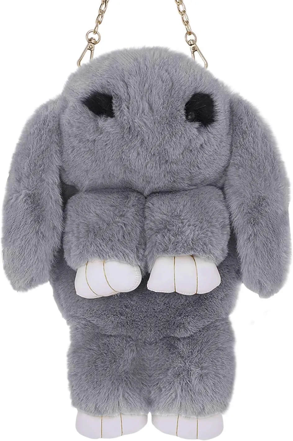 Womens' Plush Cartoon Rabbit Shaped Fluffy Crossbody Faux Fur Bunny Hare Shoulder Bag Knapsack Travel Sling Bag