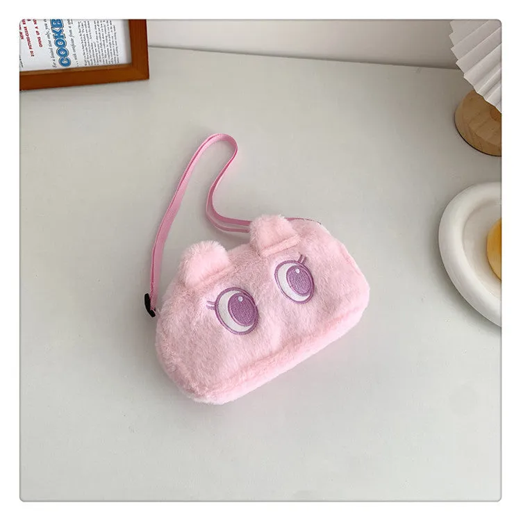 Women's Plush Clow Make-up Cute Birthday Gift Crossbody Bags