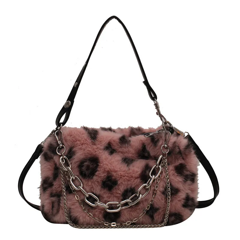 Women's Print Rex Rabbit Fur High-grade Western Style Shoulder Bags