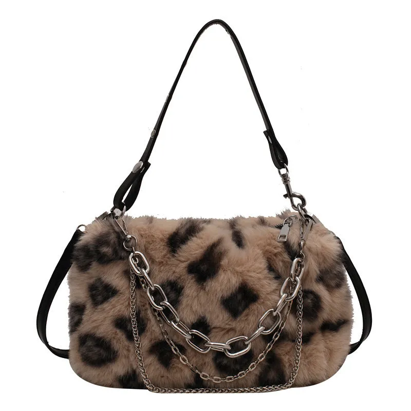 Women's Print Rex Rabbit Fur High-grade Western Style Shoulder Bags