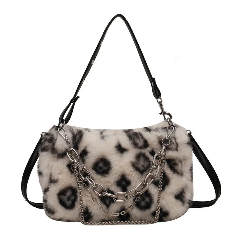 Women's Print Rex Rabbit Fur High-grade Western Style Shoulder Bags