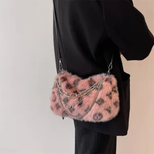 Women's Print Rex Rabbit Fur High-grade Western Style Shoulder Bags
