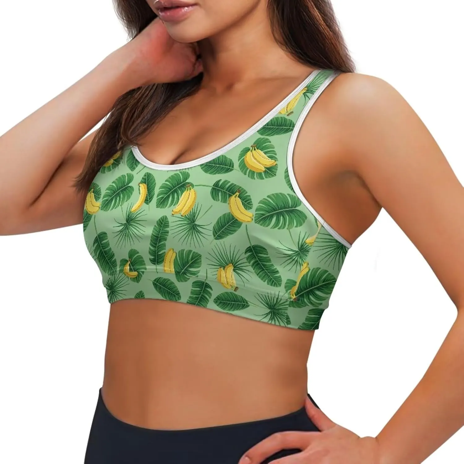 Womens Sports Yoga Bra with Built in Bra, Wireless Bra Workout Tops with Pocket at Back, Medium Support Running Bra