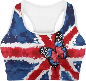 Womens Sports Yoga Bra with Built in Bra, Wireless Bra Workout Tops with Pocket at Back, Medium Support Running Bra