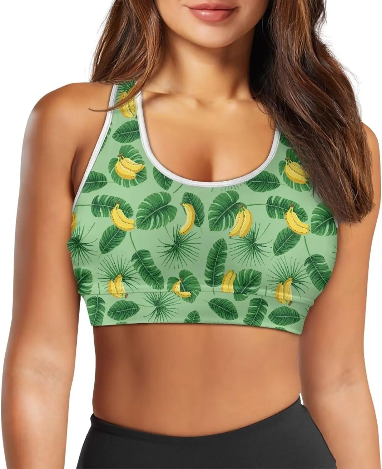 Womens Sports Yoga Bra with Built in Bra, Wireless Bra Workout Tops with Pocket at Back, Medium Support Running Bra