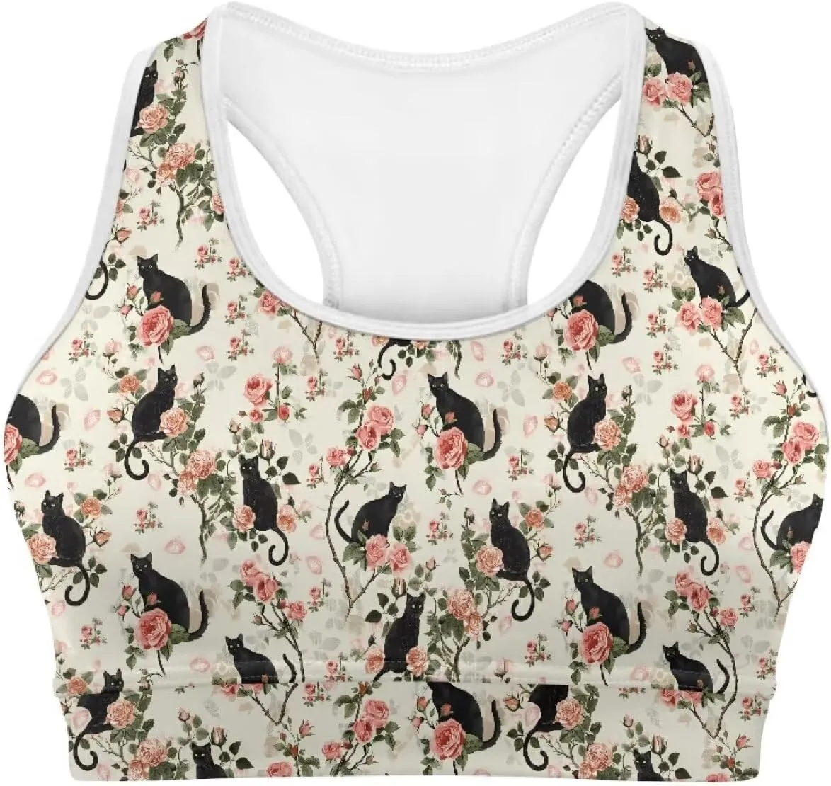 Womens Sports Yoga Bra with Built in Bra, Wireless Bra Workout Tops with Pocket at Back, Medium Support Running Bra