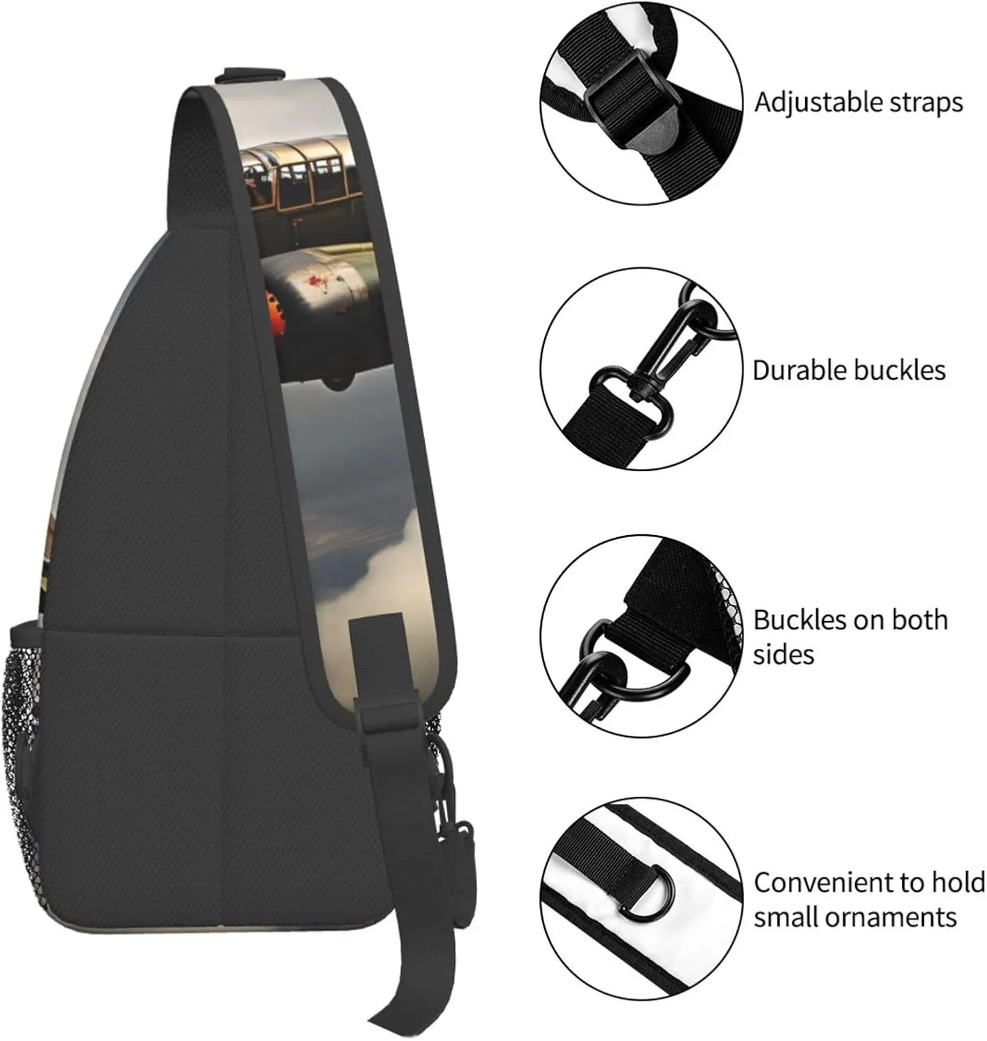 World War 2 Aircraft Airplane High Storage Capacity Chest Bag Diagonally Sling Backpack Crossbody Shoulder Bag For Men Women