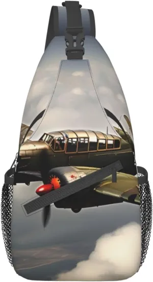 World War 2 Aircraft Airplane High Storage Capacity Chest Bag Diagonally Sling Backpack Crossbody Shoulder Bag For Men Women
